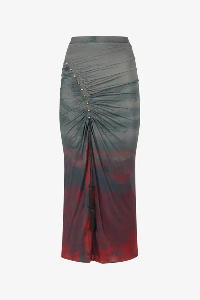 Roberto Cavalli Mottled-effect Midi Skirt In Multi