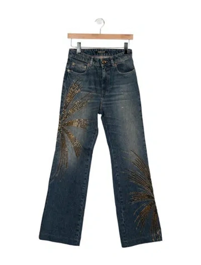 Pre-owned Roberto Cavalli Mid-rise Flared Jeans In Blue