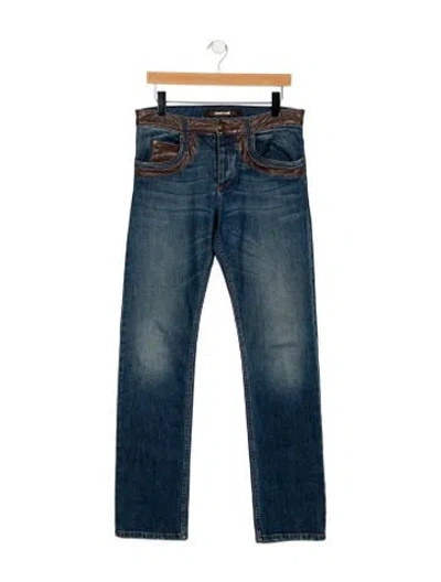 Pre-owned Roberto Cavalli Mid-rise Straight Leg Jeans In Blue