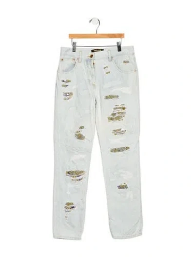 Pre-owned Roberto Cavalli Mid-rise Straight Leg Jeans In Blue