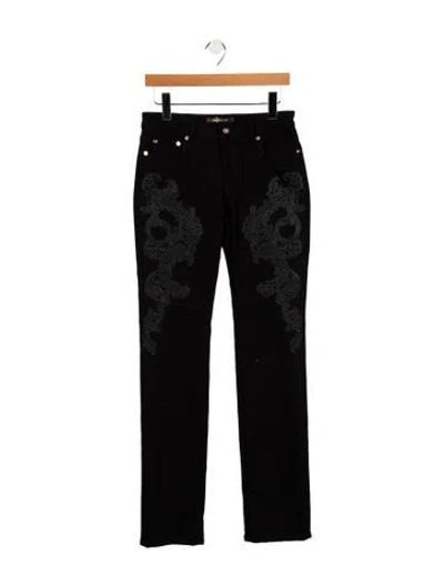 Pre-owned Roberto Cavalli Mid-rise Straight Leg Jeans W/ Tags In Black