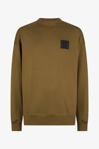 Roberto Cavalli Military Green Sweatshirt With Logo Patch In Burgundy