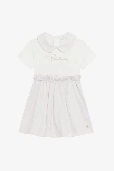 Roberto Cavalli Kids' Milk White And Ivory Dress With Jaguar Skin