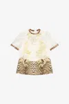 Roberto Cavalli Milk White Dress With Jaguar Skin Inserts In Neutral