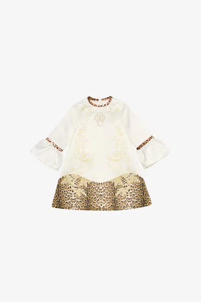 Roberto Cavalli Milk White Dress With Jaguar Skin Inserts