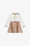 Roberto Cavalli Milk White Dress With Jaguar Skin Print In White