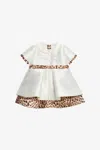 Roberto Cavalli Milk White Dress With Logo And Jaguar Skin Inserts In White