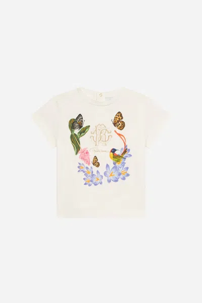 Roberto Cavalli Milk White T-shirt With Print