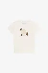 Roberto Cavalli Milk White T-shirt With Rc Monogram And Butterflies In White