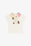 Roberto Cavalli Milk White T-shirt With Rc Monogram And Butterflies In White