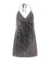 Roberto Cavalli Zebra Studded Georgette Minidress In Black