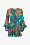 Roberto Cavalli Mini Dress Hawaii Print In Light Blue