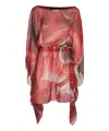 Roberto Cavalli Garden Rose Print Silk Caftan In Red