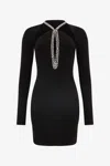 Roberto Cavalli Mini Dress With Cut-outs And Jewel Neckline In Black