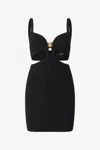 Roberto Cavalli Mini Dress With Cutout And Tiger In Black