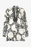 Roberto Cavalli Mini Dress With Floral Print And Lace In Black