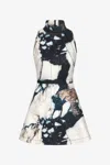 Roberto Cavalli Mini Dress With Marble Print In Black/white