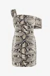 Roberto Cavalli One-shoulder-minikleid Mit Schlangenleder-print In Brown