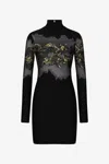 Roberto Cavalli Mini Dress With Snake Print In Dark Green