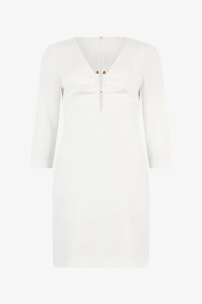 Roberto Cavalli Mini Dress With Three-quarter Sleeves In White