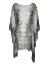 Roberto Cavalli Mini Kaftan Zebra Dress Black And White