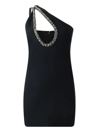 Roberto Cavalli Mini One-shoulder Embellished Dress In Black