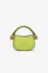 Roberto Cavalli Mini Roar Bag With Snake Print In Light Green