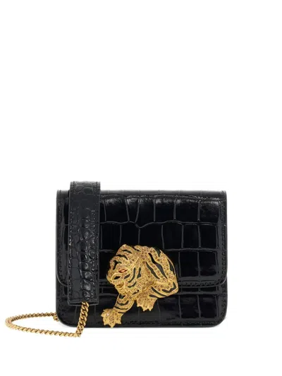 Roberto Cavalli Mini Roar Crossbody Bag In Black