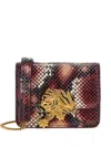 Roberto Cavalli Mini Roar Snakeskin Tiger-head Shoulder Bag In Red