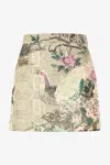 Roberto Cavalli Mini Skirt With Floral And Pheasant Motif