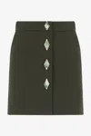 Roberto Cavalli Mini Skirt With Jewel Buttons In Dark Green