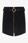 Roberto Cavalli Mini Skirt With Logo Buckle In Black