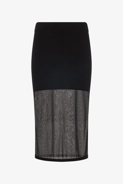 Roberto Cavalli Mini Skirt With Tulle Insert In Black