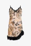 Roberto Cavalli Floral Devoré Silk Dress Mini In Brown