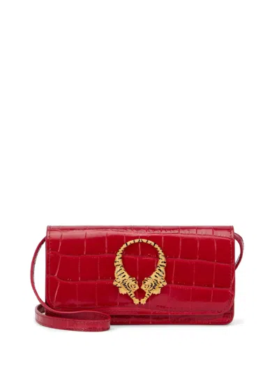 Roberto Cavalli Mini Tiger-motif Shoulder Bag In Red