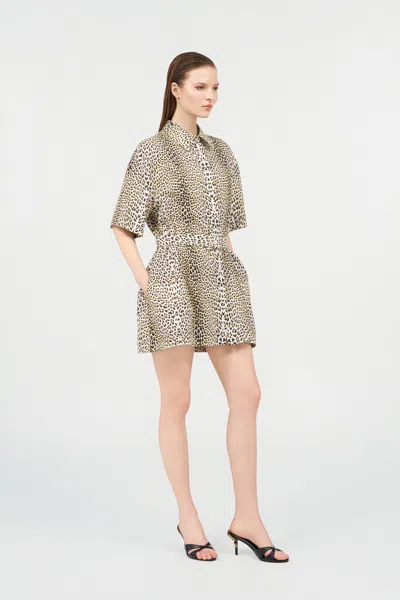 Roberto Cavalli Pop Jaguar Print Mini Dress In Animal Print