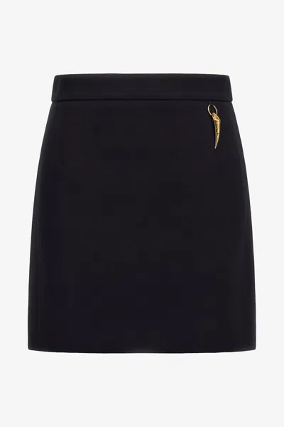 Roberto Cavalli Fang-embellished Mini Skirt In Black