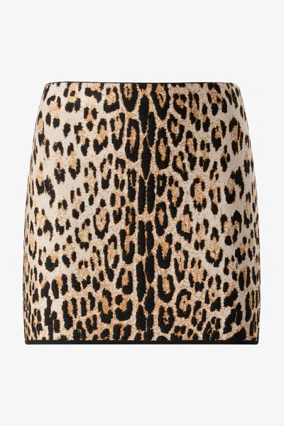 Roberto Cavalli Miniskirt With Jaguar Skin Print In Brown
