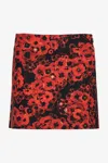 Roberto Cavalli Miniskirt With Flower Print In Red