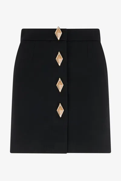 Roberto Cavalli Miniskirt With Jewel Buttons In Black