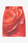 Roberto Cavalli Miniskirt With Rose Print In Rosso