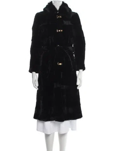 Pre-owned Roberto Cavalli Mink Faux Fur Coat In Black