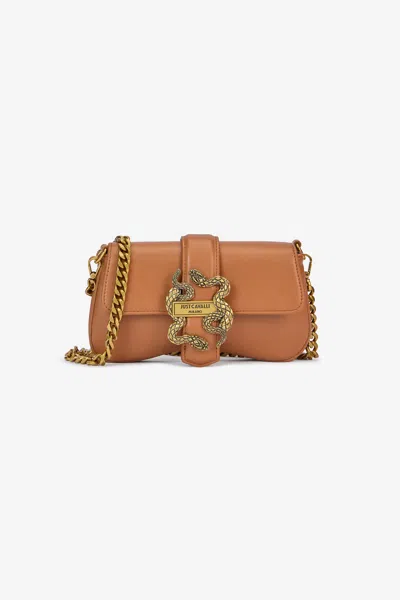 Roberto Cavalli Mirror Snake Bag In Brown