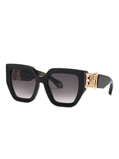 Roberto Cavalli Mirror Snake Collection Sunglasses In Black