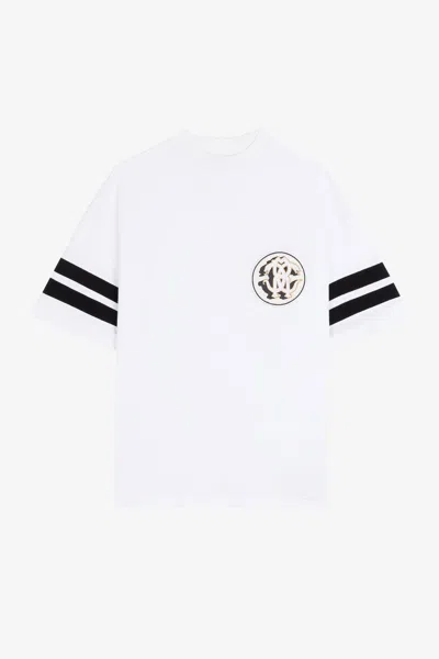 Roberto Cavalli Mirror Snake Cotton T-shirt In White