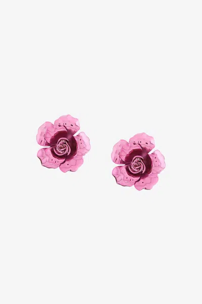 Roberto Cavalli Mirror Snake Earrings In Pink