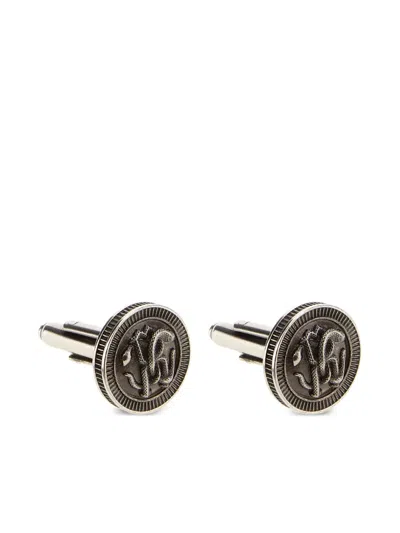 Roberto Cavalli Mirror Snake-embossed Cufflinks In Multi