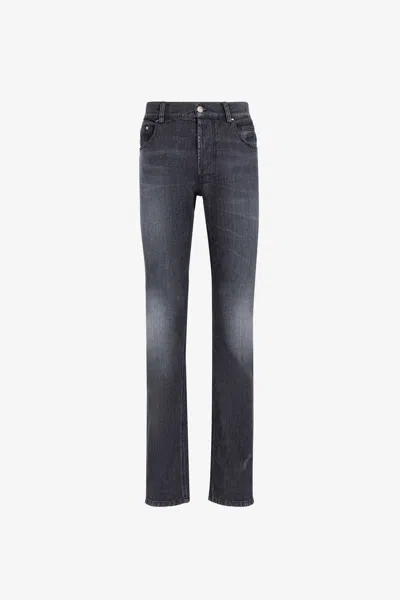 Roberto Cavalli Mirror Snake-embroidered Slim-fit Jeans In Black