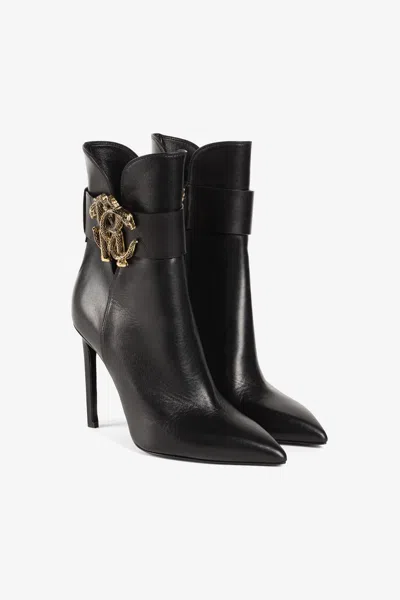 Roberto Cavalli Mirror Snake Leather Boots In Multi