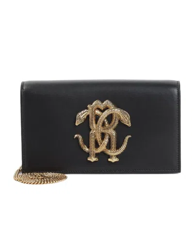 Roberto Cavalli Mirror Snake Metallic-logo Shoulder Bag